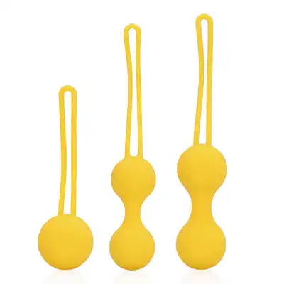 Loveline - Kegel Ball Exercise Set Lemonade Yellow. Zestaw 3 kulek gejszy do treningu mięśni kegla