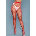 BeWicked - Can`t Back Down Pantyhose RD/OS. Krwisto czerwone rajstopy kabaretki o dużych oczkach, idealny dodatek do stylizacji