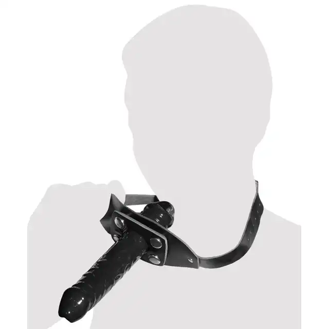 Zado - Leather Gag Penis. Skórzany knebel do ust z długim dildo, wyjątkowy produkt z nowym rodzajem stymulacji