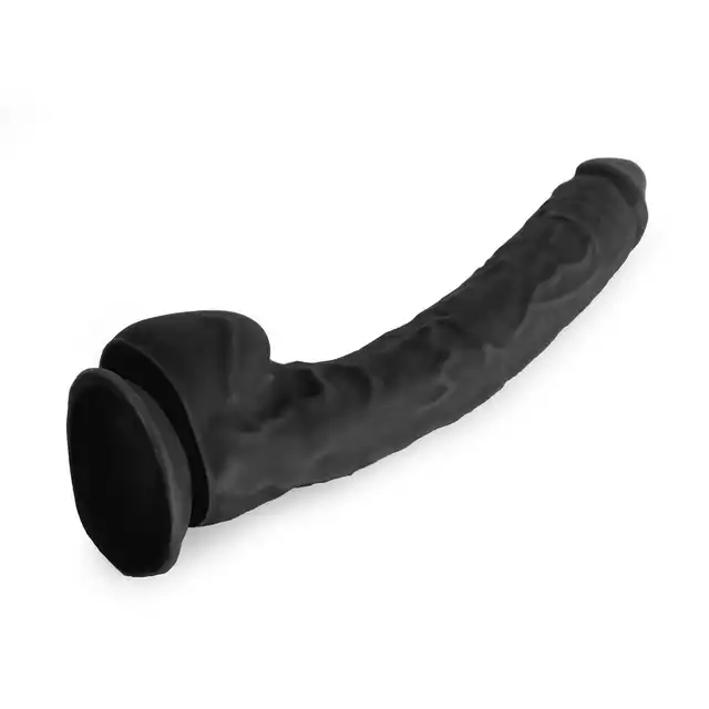 Kiotos - Cox MEGA Black 03. Ogromne realistyczne dildo o czarnym kolorze i mocnej przyssawce, gigantyczne doznania w realistycznym wydaniu