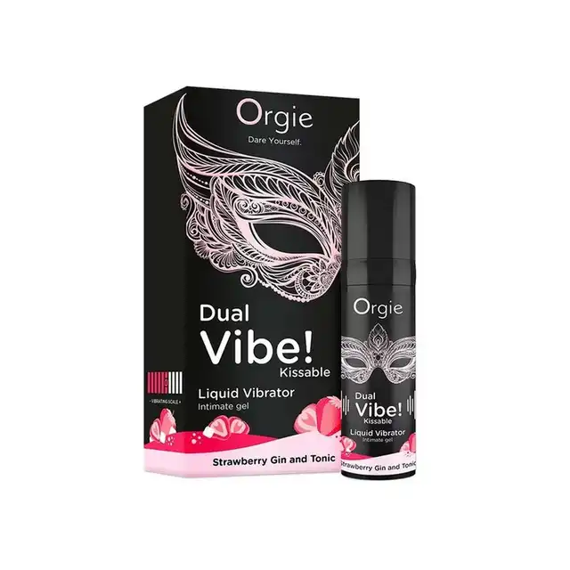 Orgie - Dual Vibe! Strawberry Gin and Tonic. Intensywny wibrator w płynie o smaku truskawkowego ginu z tonikiem