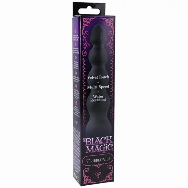 Doc Johnson – Black Magic Ribbed Vibe. Wodoodporny, czarny, analny wibrator z żebrowaną strukturą