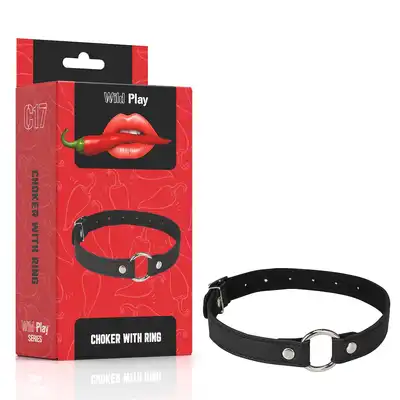 Erospace - Wild Play Chocker with Ring C17. Elegancka obroża na szyję z metalowym pierścieniem, podkreśl swoją dominację
