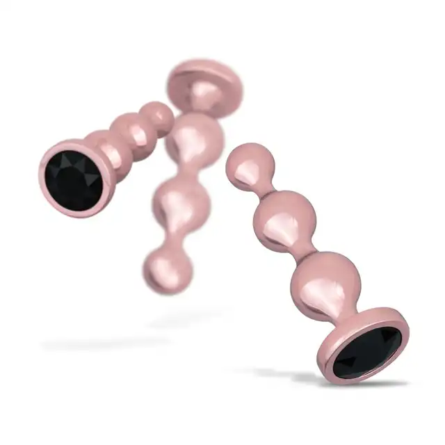 Rosy Gold - Metal Butt Plug Set 3 Pieces Rose Gold. Elegancki zestaw metalowych wtyczek analnych o wyjątkowej konstrukcji