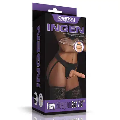 LoveToy - Ingen Easy Strap-on Set 7,5". Zestaw strap-on z realistycznym dildo 7,5"