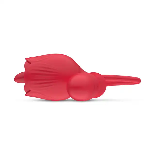 Teazers - Rose Vibrator with Thrusting Dildo. Zabawka, która łączy w sobie trzy rodzaje stymulacji: wibracje, pchnięcia oraz lizanie językiem, pełne spektrum przyjemności