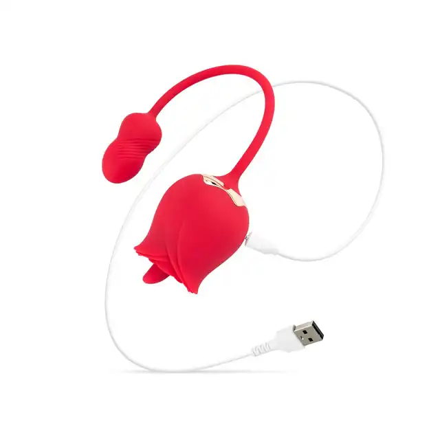 Teazers - Rose Vibrator and Clitoris Stimulator. Wielofunkcyjny wibrator do łechtaczki i jajeczko wibrujące, luksusowy wibrator duo w formie róży