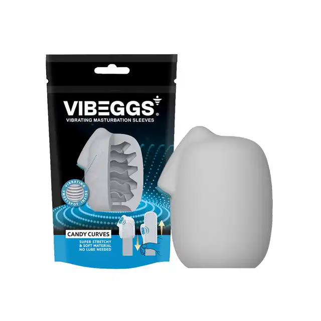 VIBEGGS - Candy Curves Vibrating Masturbation Sleeve. Wibrujący rękaw do masturbacji z pysznymi krągłościami, które rozpieszczają