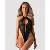 Obsessive - 830-TED-1 Body S/M. Zmysłowe body z otwartym przodem, wiązaniem i pikantnym krokiem dla odważnych kobiet.