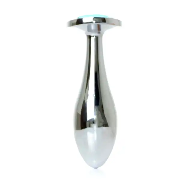 B-Series - Silver Plug Light Blue L. Ekskluzywny plug analny ze stali nierdzewnej z eleganckim diamencikiem