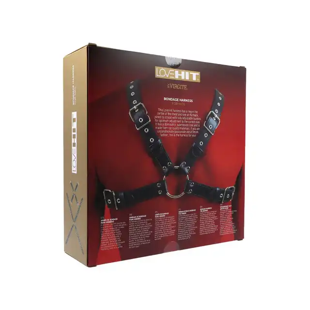 Virgite - Man Bondage Body Harness Mod. 3 Black. Wykonany z ekologicznej skóry, idealny dla osób szukających wygody, stylu i intensywnych doznań w grach BDSM