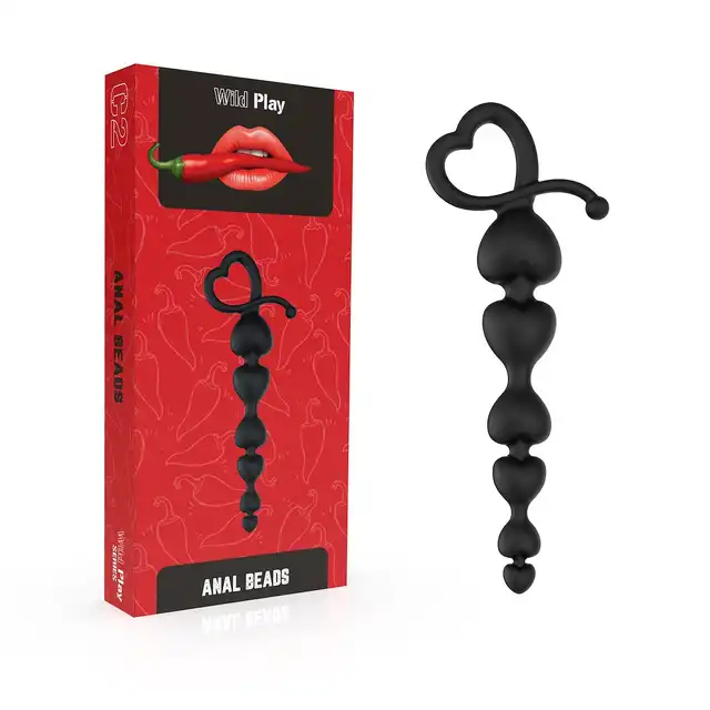 Erospace - Wild Play Anal Beads. Silikonowe koraliki analne w kształcie serduszek, stopniowana przyjemność z każdą chwilą