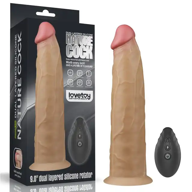 LoveToy - Wibrator 9.0'' Dual Layered Platinum Silicone Rotator. Realistyczne doznania, nowoczesna technologia
