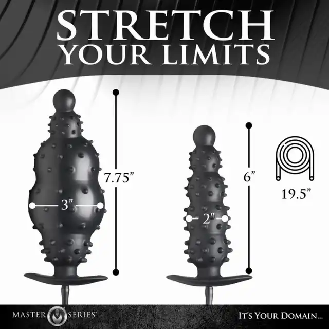 Master Series - Ass Puffer Ribbed Inflatable Anal Plug. Pompowany korek analny o intensywnie stymulującej powierzchni wypustkowej