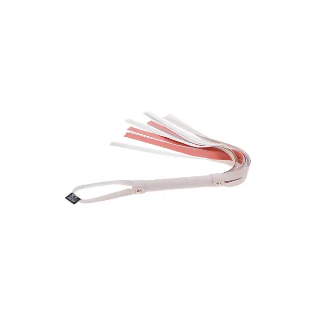 Sportsheets - Peaches `n CreaMe Stripe Flogger. Pudrowo różowy bat o skórzanym wykończeniu, figlarna przyjemność