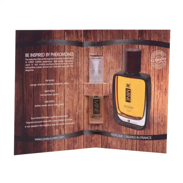 Lovely Lovers - Be Mine Destiny Parfum Man 2ml. Intrygujące perfumy dla mężczyzn, intensywne nuty skóry i drewna z ciepłą słodyczą soczystej pomarańczy