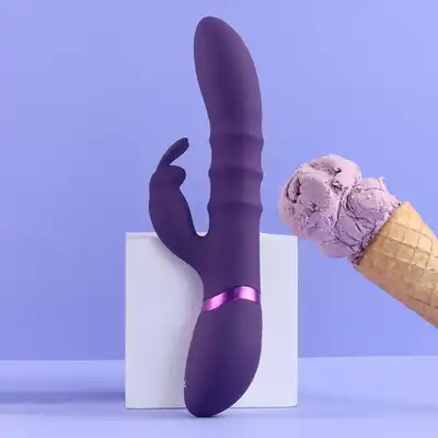 Vive - Sora Up &amp; Down Stimulating Rings, Vibrating G-Spot Rabbit Purple. Wibrator z 3 stymulującymi i poruszającymi się pierścieniami