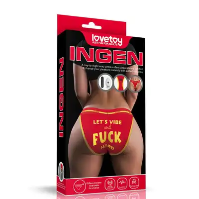 LoveToy - Fuck Printed Vibrating Sexy Panties Red. Wibrujące seksowne majtki z nadrukiem, wibracyjna przyjemność i komfort na co dzień
