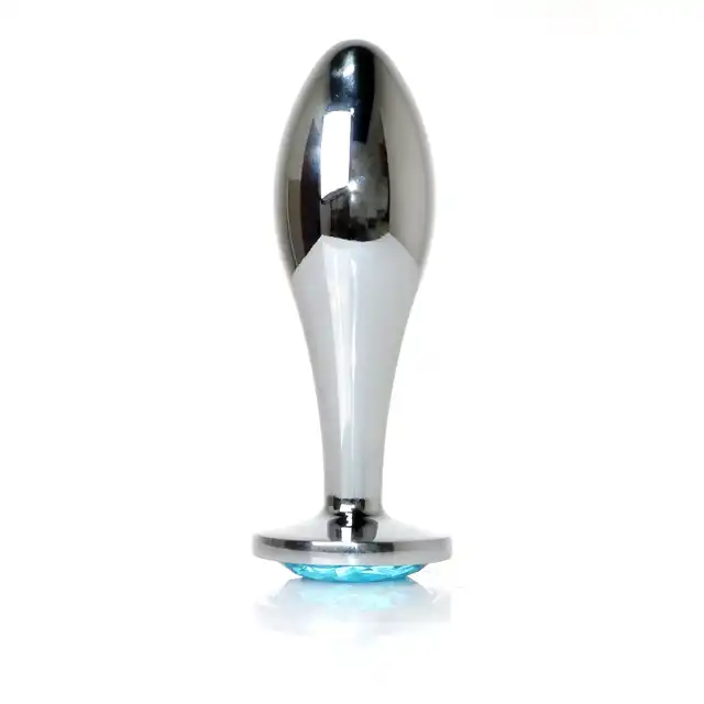 B-Series - Silver Plug Light Blue L. Ekskluzywny plug analny ze stali nierdzewnej z eleganckim diamencikiem