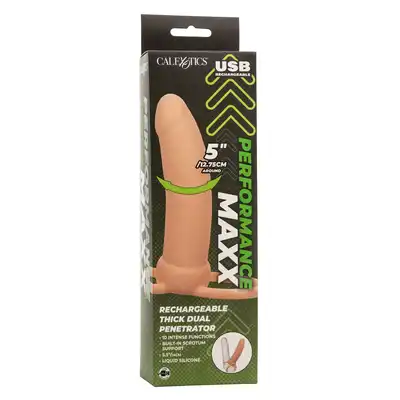 CalExotics - Performance Maxx Rechargeable Thick Dual Penetrator. Nakładna na penisa posiadająca 10 funkcji, zwiększoną grubość oraz pierścień na mosznę