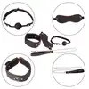 Erospace - Wild Play BDSM 4pcs Set. Zestaw BDSM z kneblem, obrożą, smyczą i opaską na oczy, kontrola, komfort i zmysłowe uniesienie