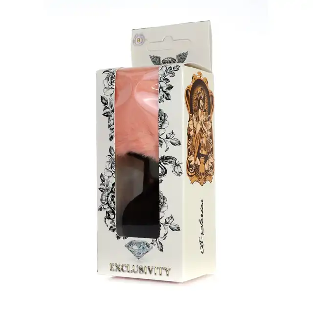 B-Series - Jewellery Silicon Bunny Tail - Black-Peach. Uroczy, mięciutki, króliczy ogonek w kolorze brzoskwiniowym 