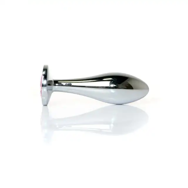B-Series - Silver Plug Rose M. Luksusowy korek analny ze stali nierdzewnej z eleganckim diamencikiem w kolorze różowym