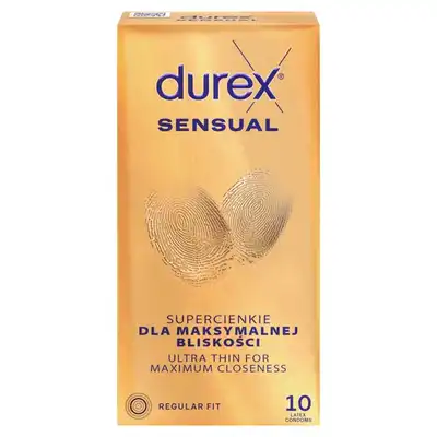 Durex - Sensual 10 szt. Najcieńsze prezerwatywy zaprojektowane, aby zapewnić maksymalną wrażliwość przy pełnym bezpieczeństwie i komforcie