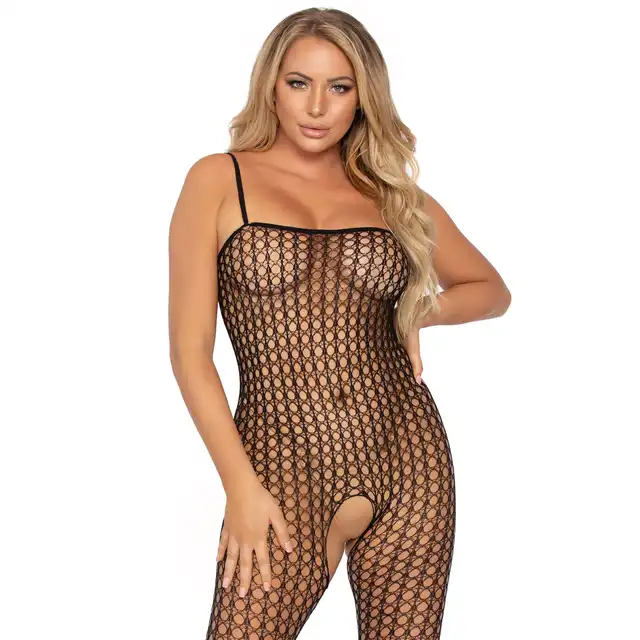 Leg Avenue -  Seamless Crochet Bodystocking.  Kobiece body zachwycające ażurowym wzorem.