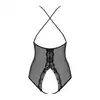 Obsessive - 841-TED-1 Body S/M. Zzmysłowe body z siateczki i koronki z otwartym krokiem i figlarnymi detalami.