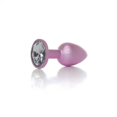 B-Series - Pearl Pink Plug Clear S. Luksusowy korek analny w rozmiarze S ze stali nierdzewnej z ozdobnym diamencikiem