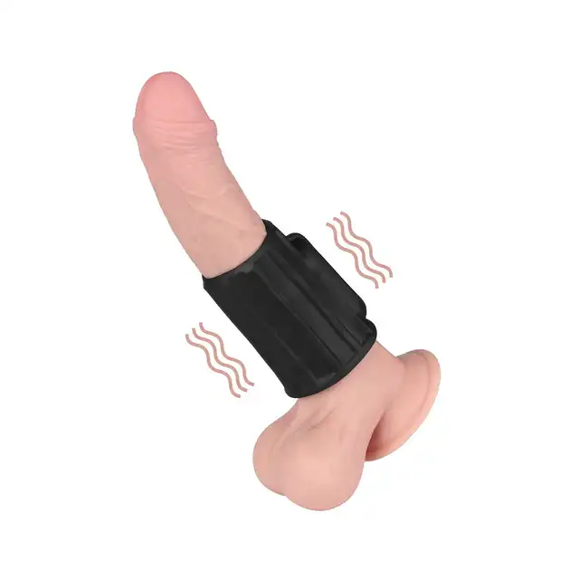 LoveToy - Ridge Knights Ring Vibrating Penis Sleeve. Nakładka na penisa z funkcją wibracji, stymulujące żłobienia i wzmocnienie erekcji