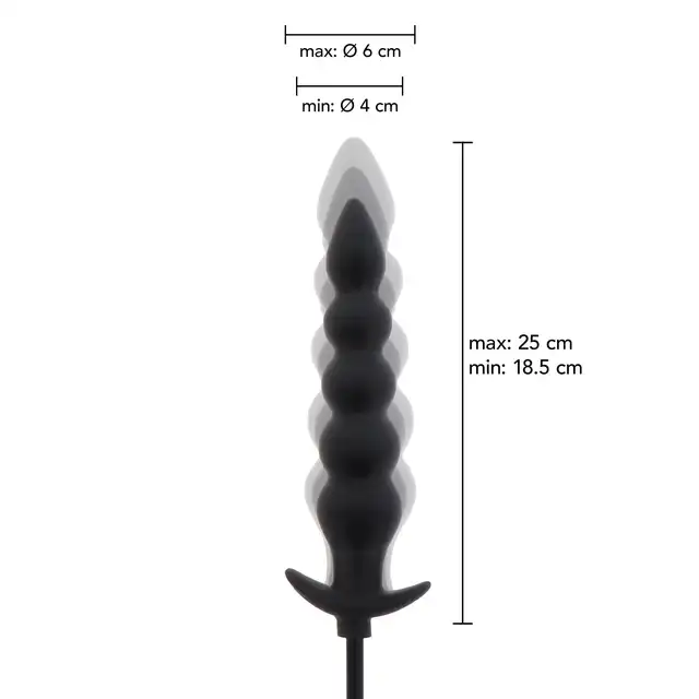 Hidden Desire - Inflatable Ribbed Plug Advance. Żebrowany długi plug analny o pompowanej konstrukcji 