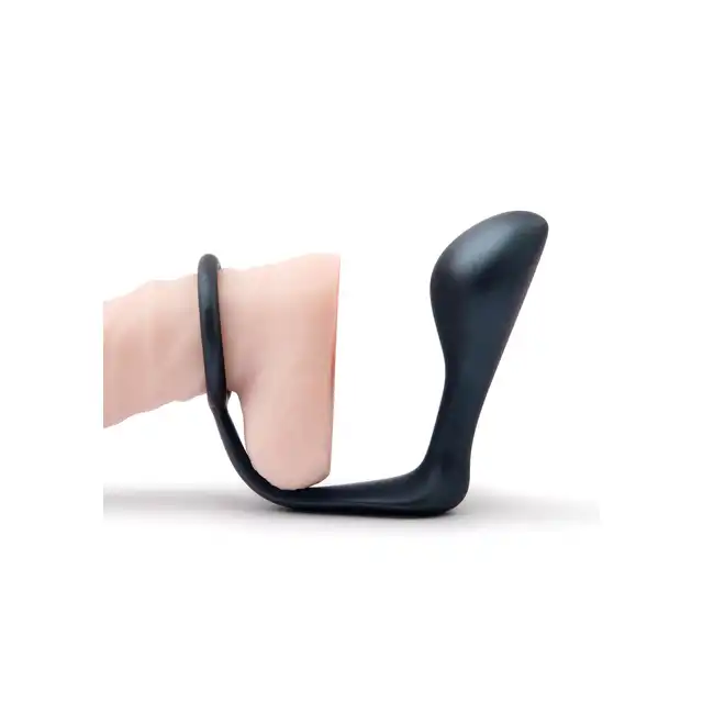 B-Vibe - Ringer Cock Ring and Plug. Ring ze stymulacją prostaty, wodoodporny