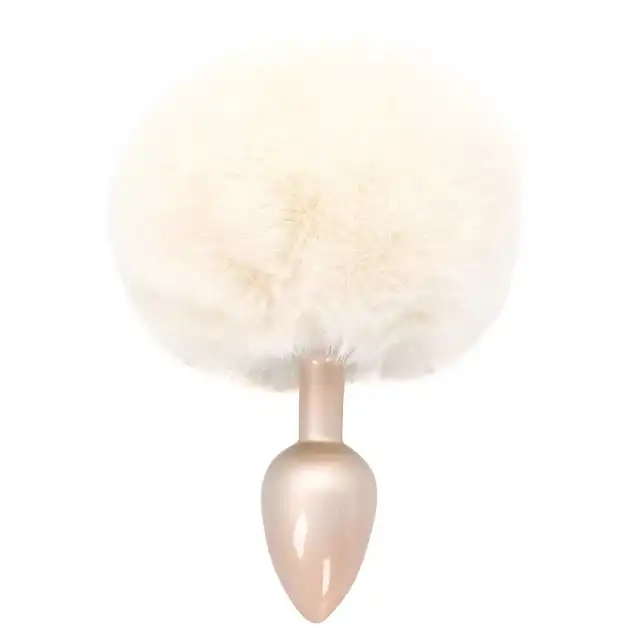 ToyJoy - Enchanting Bunnytail Plug. Biały korek analny o gładkiej powierzchni, zakończony króliczym ogonkiem.