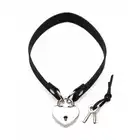 Master Series - Lock-It Heart Choker With Lockable Heart. Choker z zamykanym srebrnym serduszkiem, choker z wegańskiego materiału