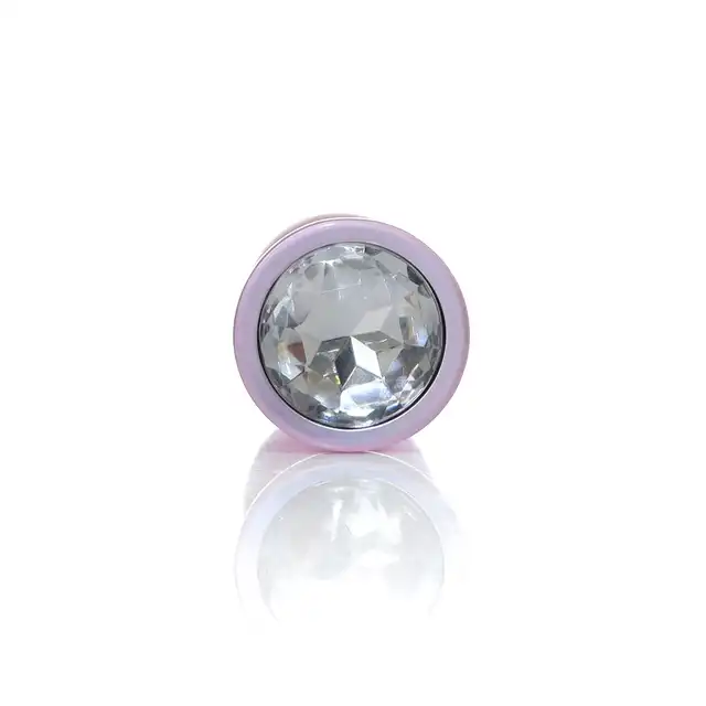 B-Series - Pearl Pink Plug Clear S. Luksusowy korek analny w rozmiarze S ze stali nierdzewnej z ozdobnym diamencikiem