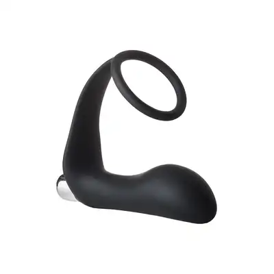 Dreamtoys - Fantasstic Vibrating Anal Plug With Cockring Black. Wibracyjny korek analny z pierścieniem na penisa i jądra