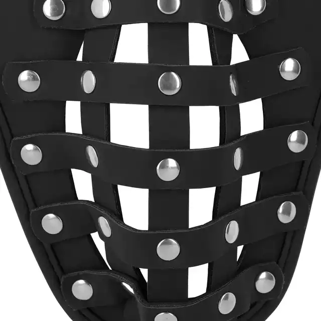 Ouch! - Leather Chastity Jock. Skórzane połączenie klatki na penisa i psa cnoty.