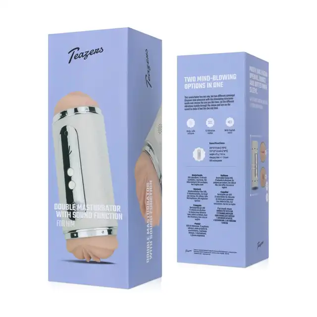 Teazers - Electric Masturbator Double-sided. Dwustronny masurbator z ustami i waginą, podwójne podniecenie w jednym urządzeniu