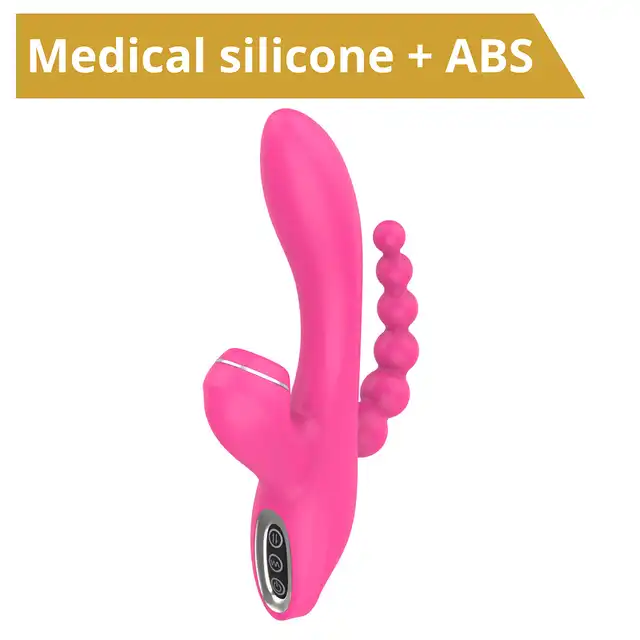 Erospace - Sweet Play Sucking Vivrator with Anal Braids. Wibrator ssący z koralikami analnymi, potrójna stymulacja dla wyjątkowej przyjemności