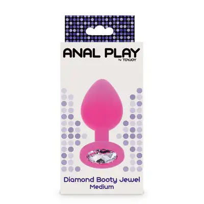 ToyJoy - Diamond Booty Jewel Medium Pink. Różowy korek analny z imitacją kamienia szlachetnego. Elegancka rozkosz i komfortowe wypełnienie.