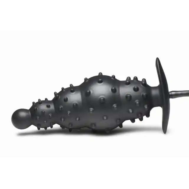 Master Series - Ass Puffer Ribbed Inflatable Anal Plug. Pompowany korek analny o intensywnie stymulującej powierzchni wypustkowej