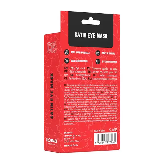 Erospace - Wild Play Satin Mask Eye C18. Satynowa opaska na oczy, zmysłowa gra cieni i zmysłów