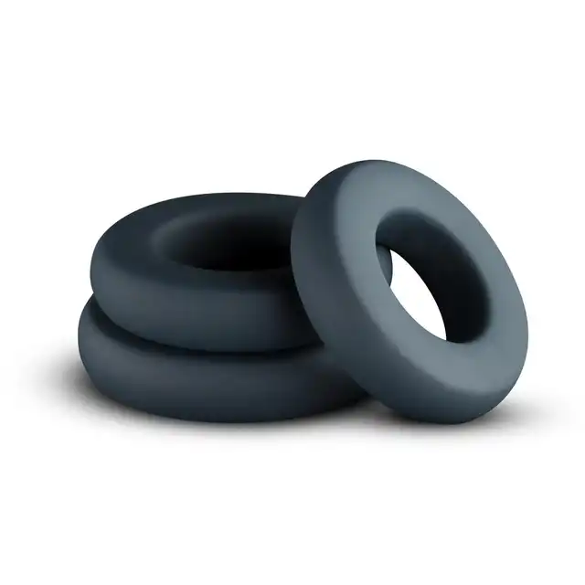 Boners - Large Cock Ring Set. Zestaw trzech silikonowych pierścieni erekcyjnych, dłuższa i mocniejsza erekcja