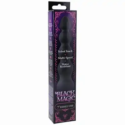 Doc Johnson – Black Magic Ribbed Vibe. Wodoodporny, czarny, analny wibrator z żebrowaną strukturą