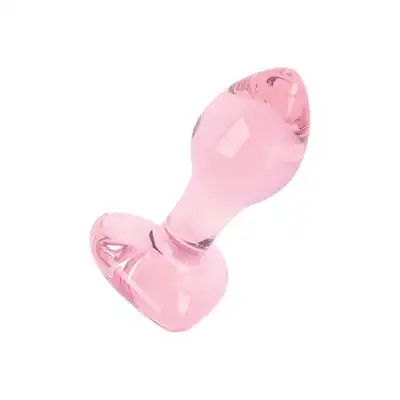 Nobü - Rose Heart Plug Pink. Szklana wtyczka analna o różowym kolorze z serduszkiem w podstawie, elegancki plug