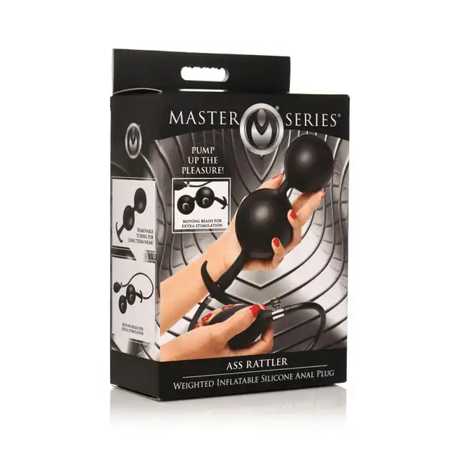 Master Series - Ass Rattler Inflatable Silicone Anal Plug. Nadmuchiwany silikonowy korek analny, intensywna stymulacja na każdym poziomie