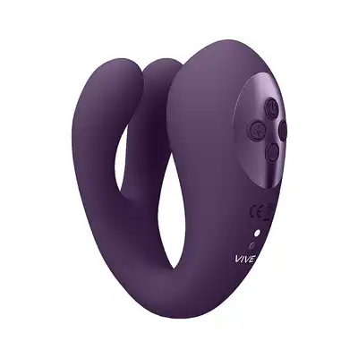 Vive - Yoko Triple Action Vibrator Dual Prongs with Clitoral Pulse Wave Purple. Wyjątkowy stymulator łechtaczki i punktu G, innowacyjny design