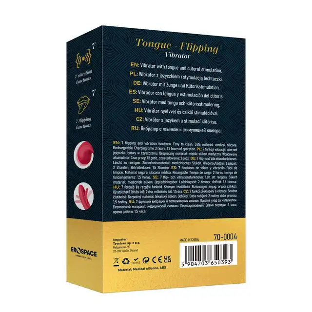 Erospace - Sweet Play Tounge Flipping Vibrator. Wibrator z ruchomym języczkiem, intensywna stymulacja dla maksymalnej przyjemności